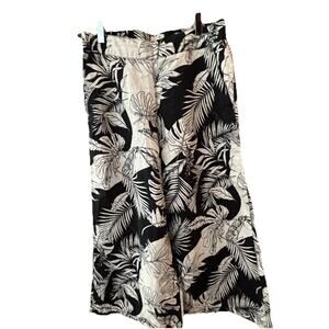 Christian Soriano Women’s Palazzo Pants Sz Sm 100% Linen Black Cream Leaves